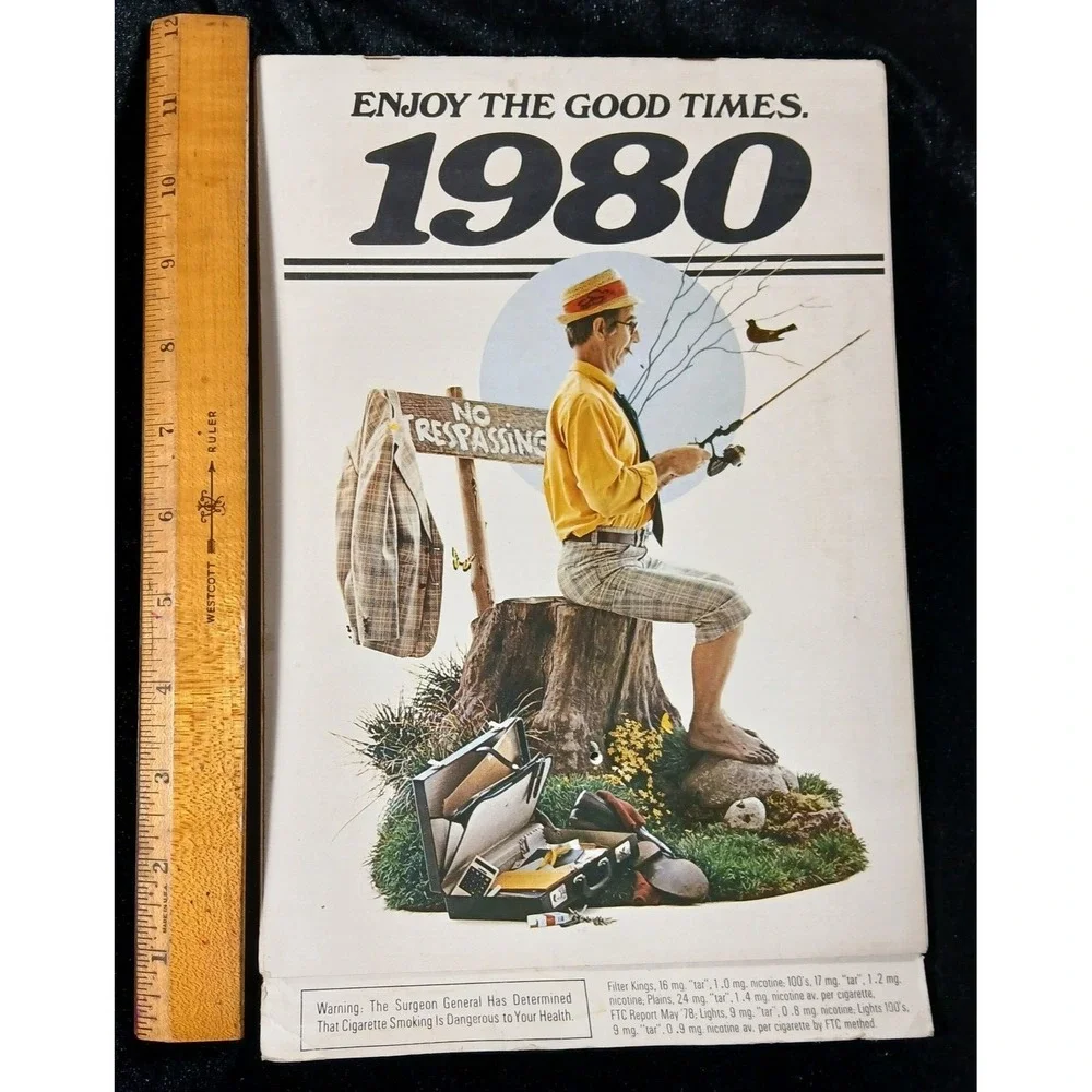 Vintage 1980 RALEIGH Lights CIGARETTES Country Store Calendar Advertising Sign